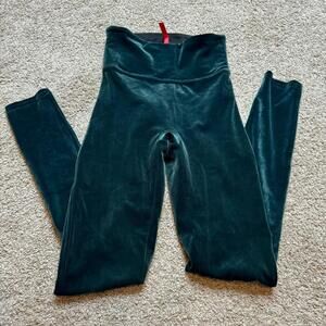 Spanx Velvet Velour Leggings Malachite Emerald Green Size Extra Small Women's